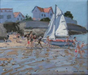 Hvid sejlbåd, Palais sur Mer, Frankrig